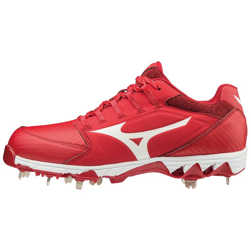 Zapatillas Sofbol Mizuno 9-Spike Swift 6 Bajas Metal Mujer Rojas/Blancas España OGNB-64190